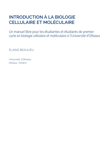 INTRODUCTION À LA BIOLOGIE CELLULAIRE ET MOLÉCULAIRE